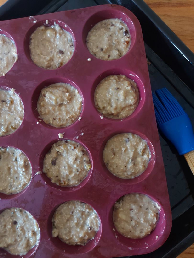 Mini Muffing de avena y banana Paso 1 Mini Muffing de avena y banana Paso 1