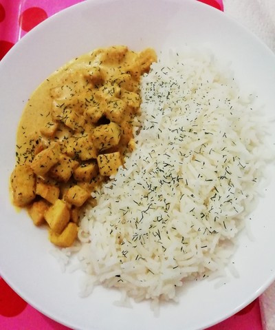 🍛Tofu con curry y arroz hervido🍛