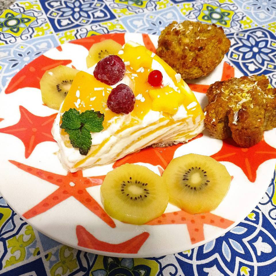 Cheesecake cebra 🦓 de mango 🥭 y coco 🥥 Cheesecake cebra 🦓 de mango 🥭 y coco 🥥