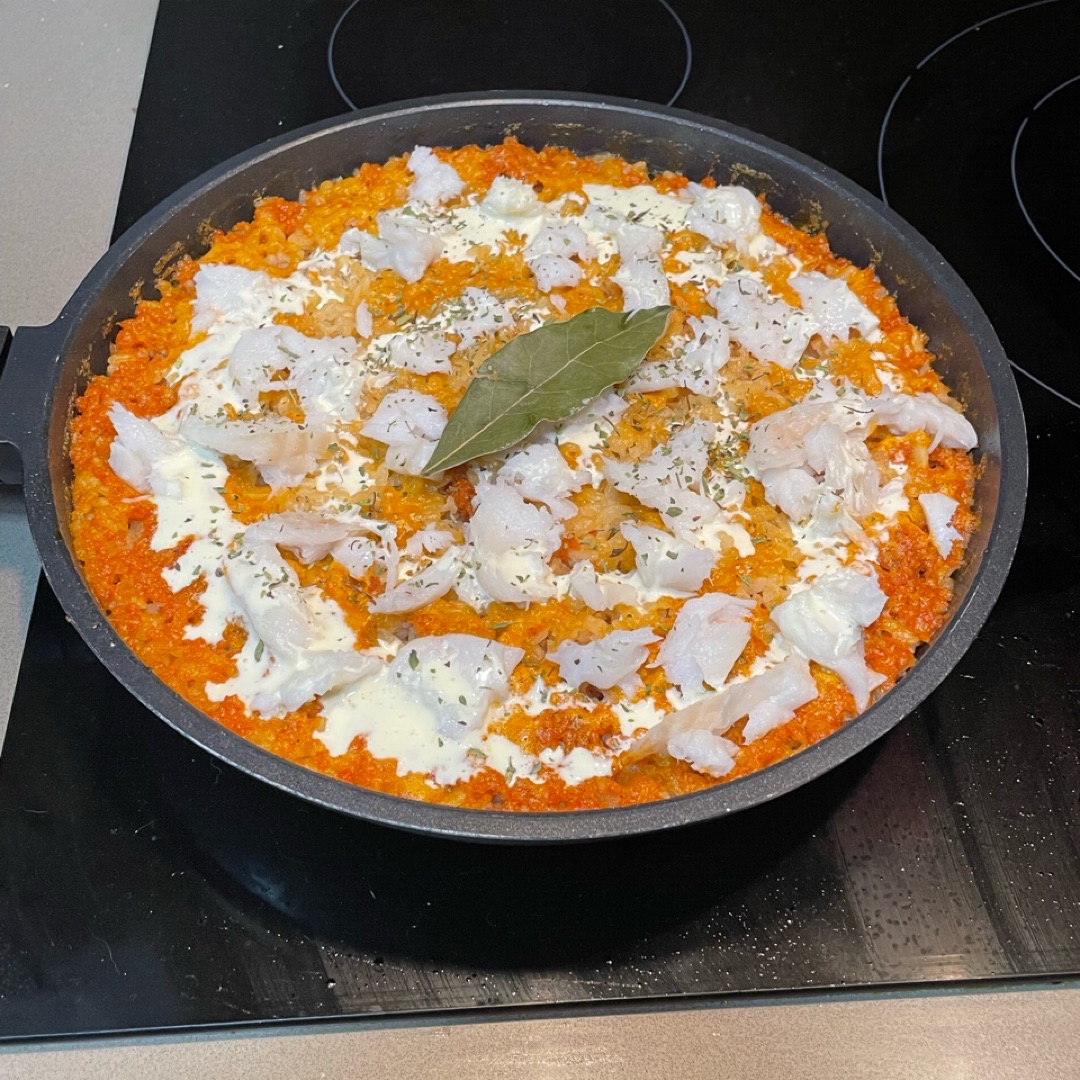Arroz con sobrasada y bacalao Arroz con sobrasada y bacalao