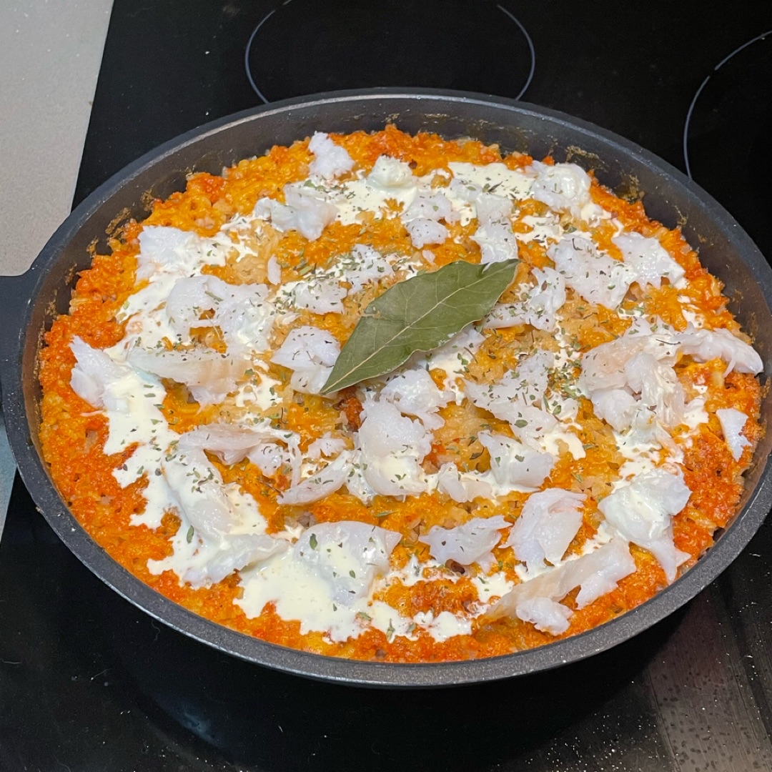 Arroz con sobrasada y bacalao Paso 1 Arroz con sobrasada y bacalao Paso 1