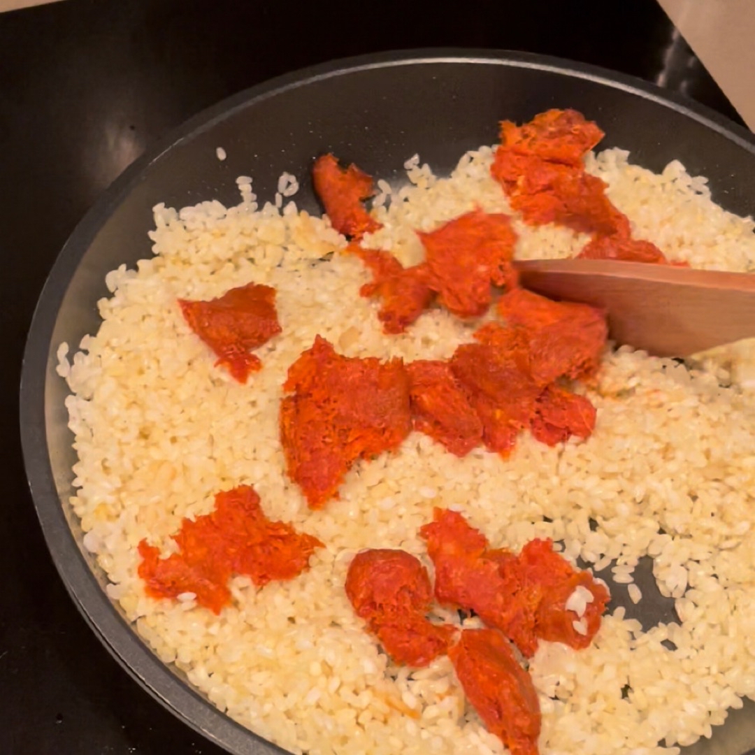 Arroz con sobrasada y bacalao Paso 5 Arroz con sobrasada y bacalao Paso 5