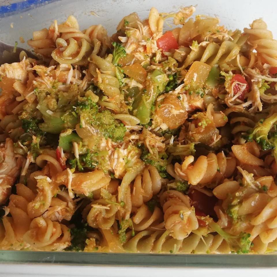 Pasta con pisto pollo y brocoli 🍝🥦🐥