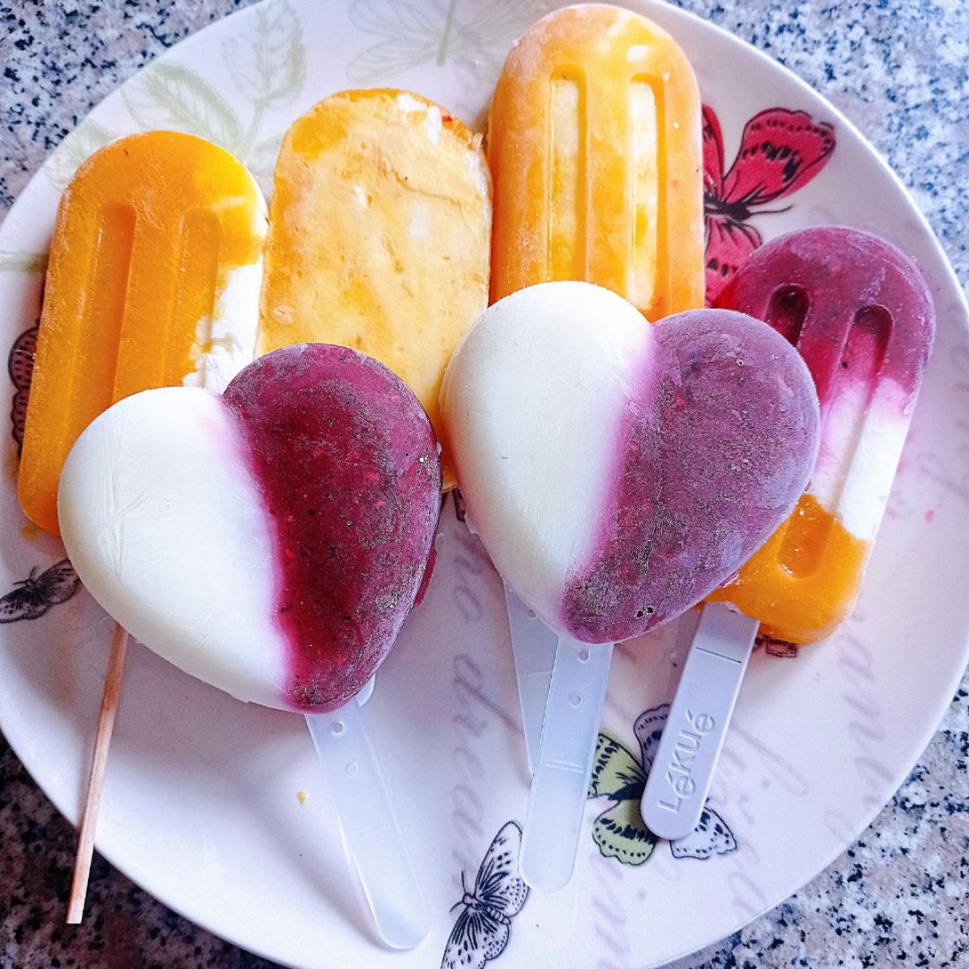 Helados de cheesecake de mango 🥭 y de yogur griego y pitahaya 💖 Helados de cheesecake de mango 🥭 y de yogur griego y pitahaya 💖