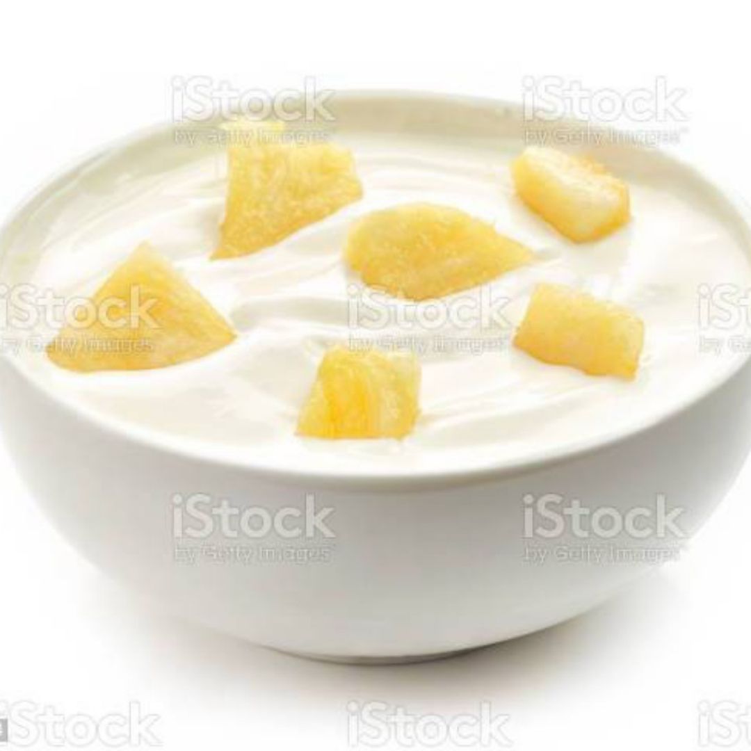 Merienda piña yogur y anacardos 