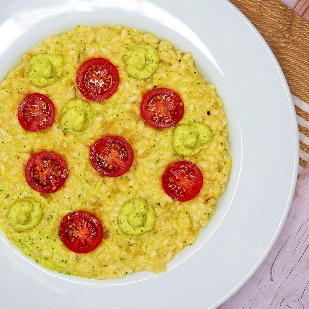 Risotto con pesto de calabacín Risotto con pesto de calabacín