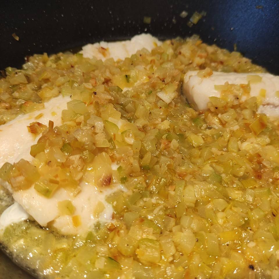 Bacalao con cebolla y calabacín Bacalao con cebolla y calabacín