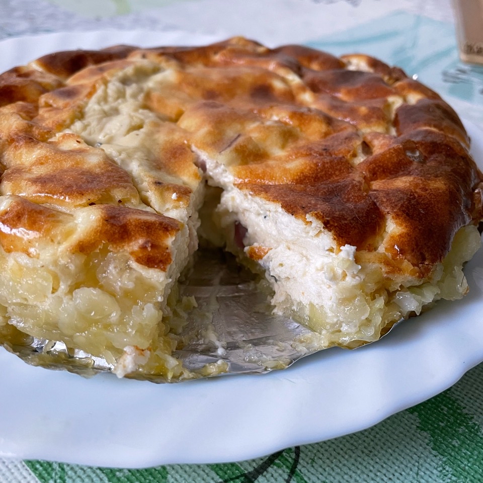 Tarta de patata, bacon y queso azul Tarta de patata, bacon y queso azul
