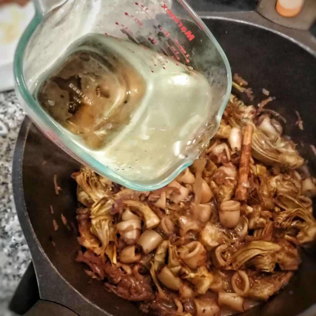 Calamares con alcachofas y arroz integral Paso 6 Calamares con alcachofas y arroz integral Paso 6