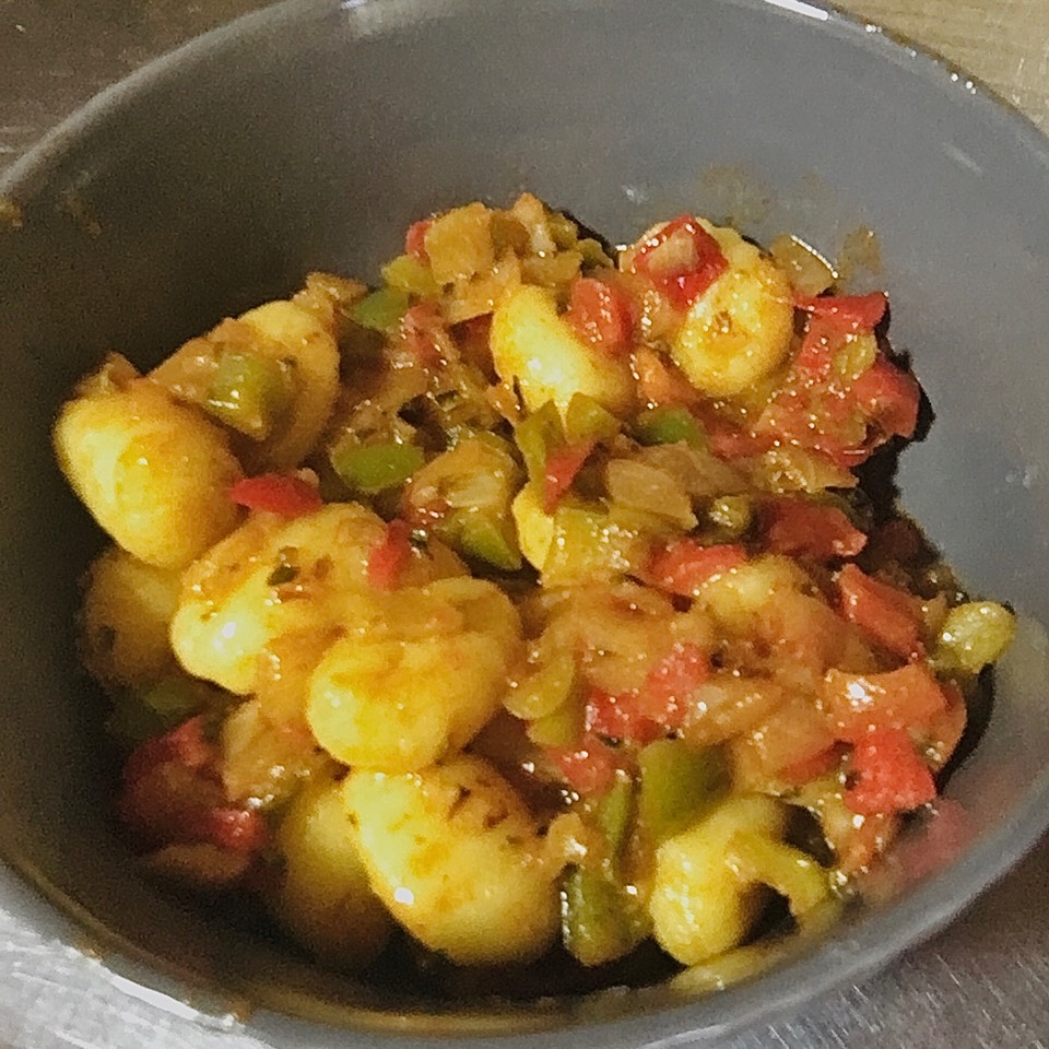 Ñoquis en pimientos. Ñoquis en pimientos.