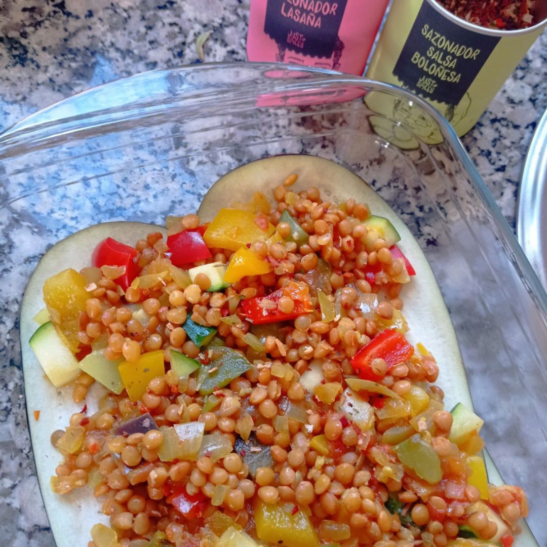 Lasaña de berenjena 🍆 con boloñesa de lentejas y 🧀 Paso 4 Lasaña de berenjena 🍆 con boloñesa de lentejas y 🧀 Paso 4