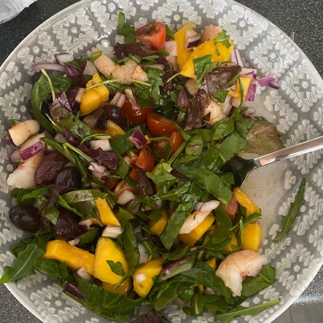 Ensalada de langostinos y mango Ensalada de langostinos y mango