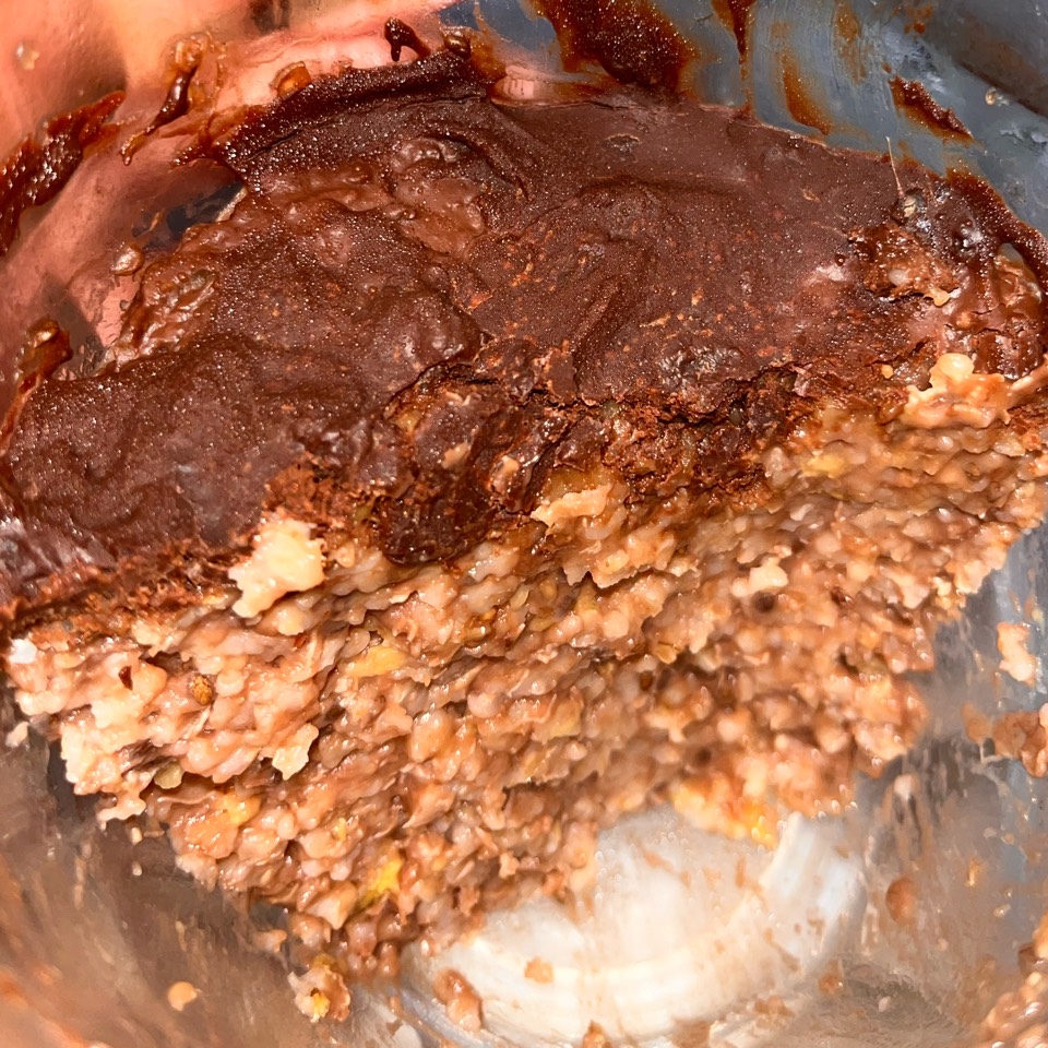 Tarta de chocolate, avena y platano