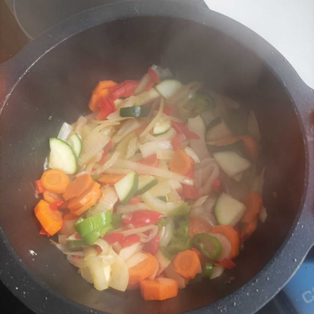 Ternera en salsa de verduras  Paso 1
