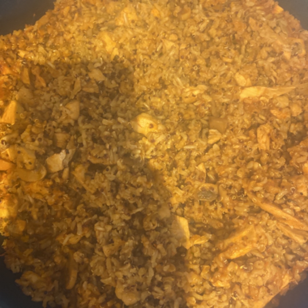 Arroz integral quinoa pollo y champiñones