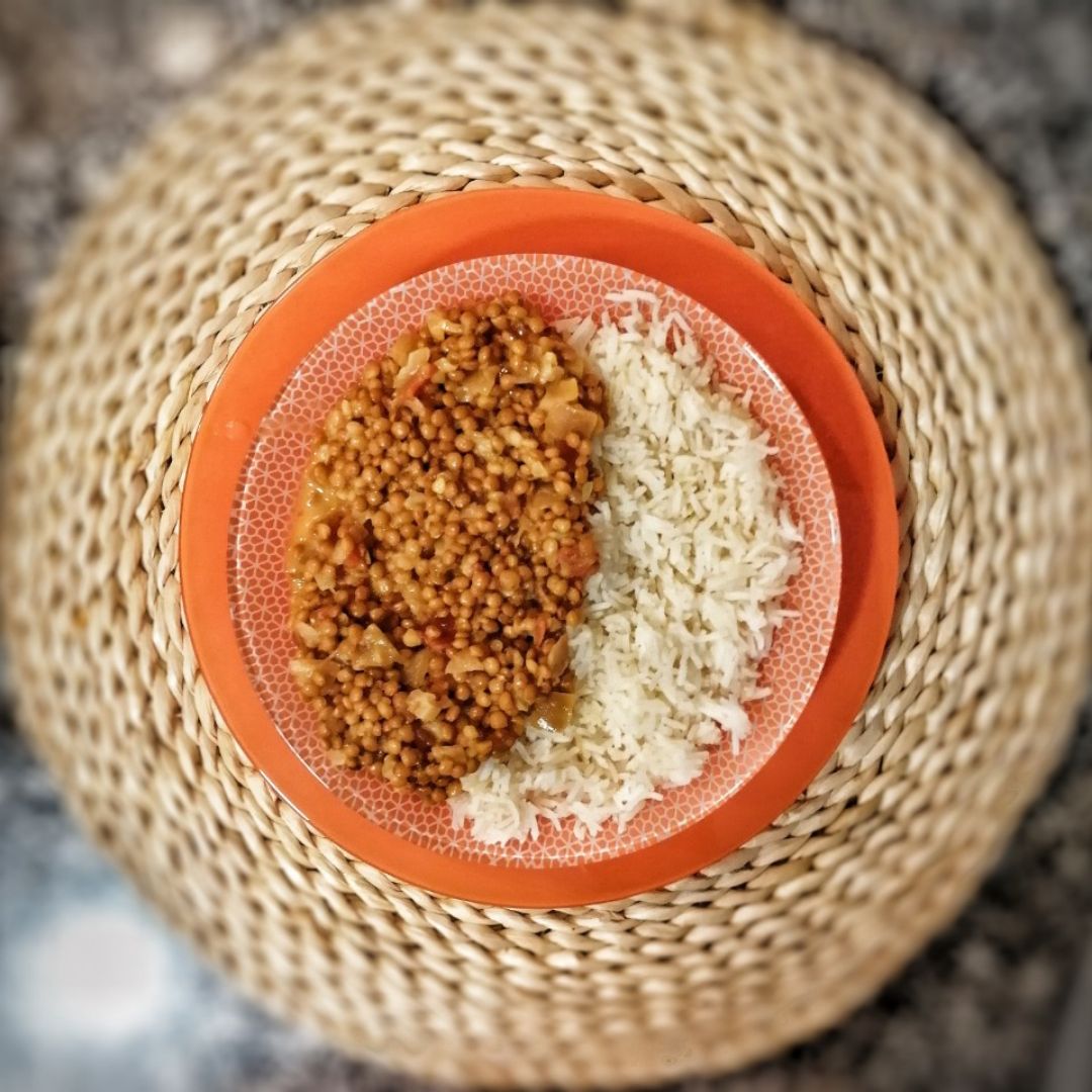 Lentejas exprés al Curry con arroz basmati