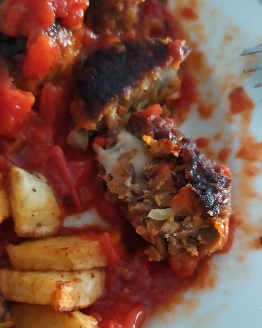 Albóndigas de lentejas rellenas de queso Paso 8 Albóndigas de lentejas rellenas de queso Paso 8