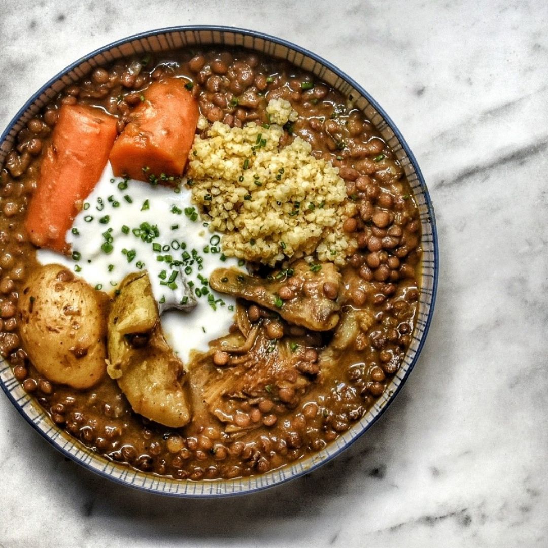 Lentejas con verduras al curry, mijo y kefir especiado Paso 3 Lentejas con verduras al curry, mijo y kefir especiado Paso 3