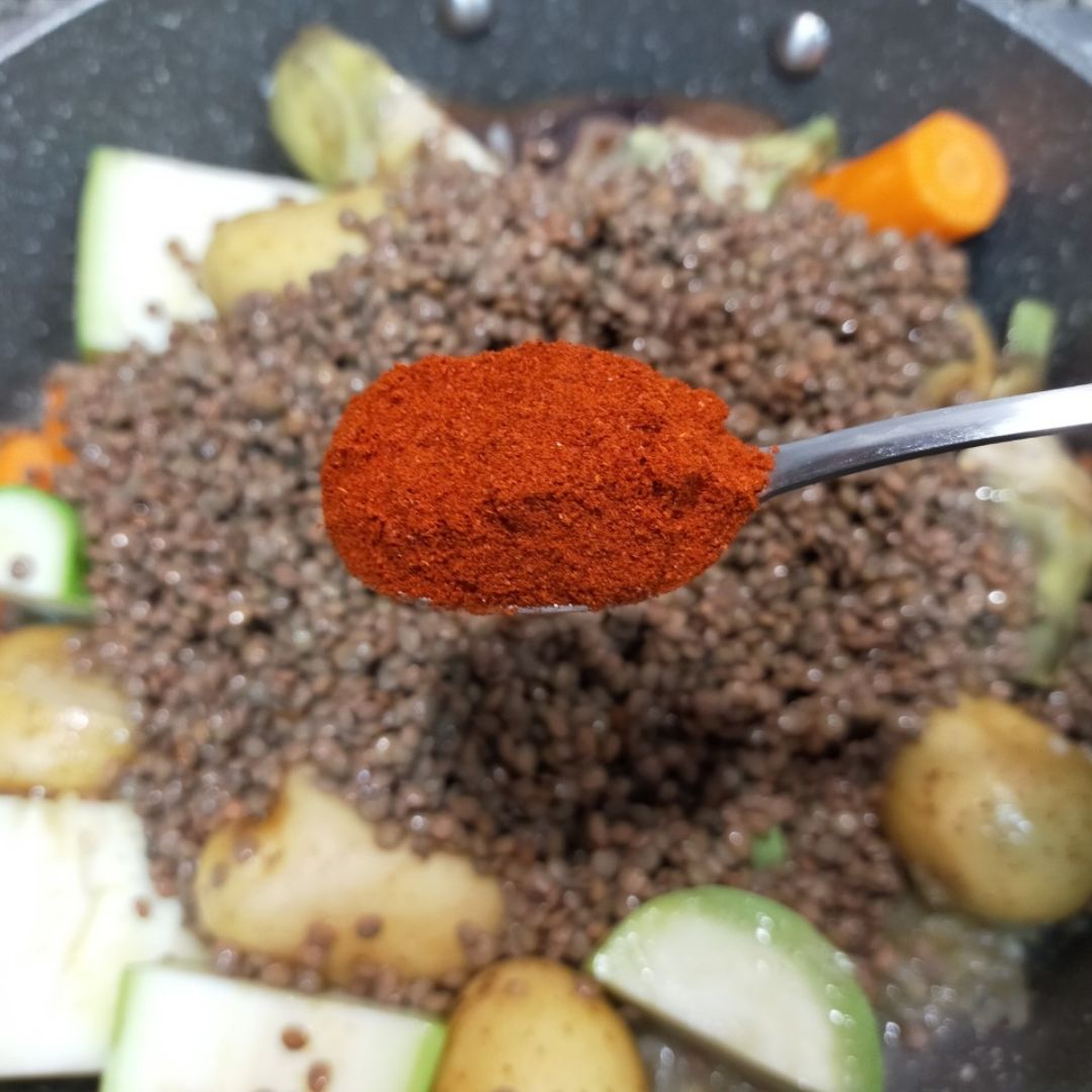 Lentejas con verduras al curry, mijo y kefir especiado Paso 5 Lentejas con verduras al curry, mijo y kefir especiado Paso 5