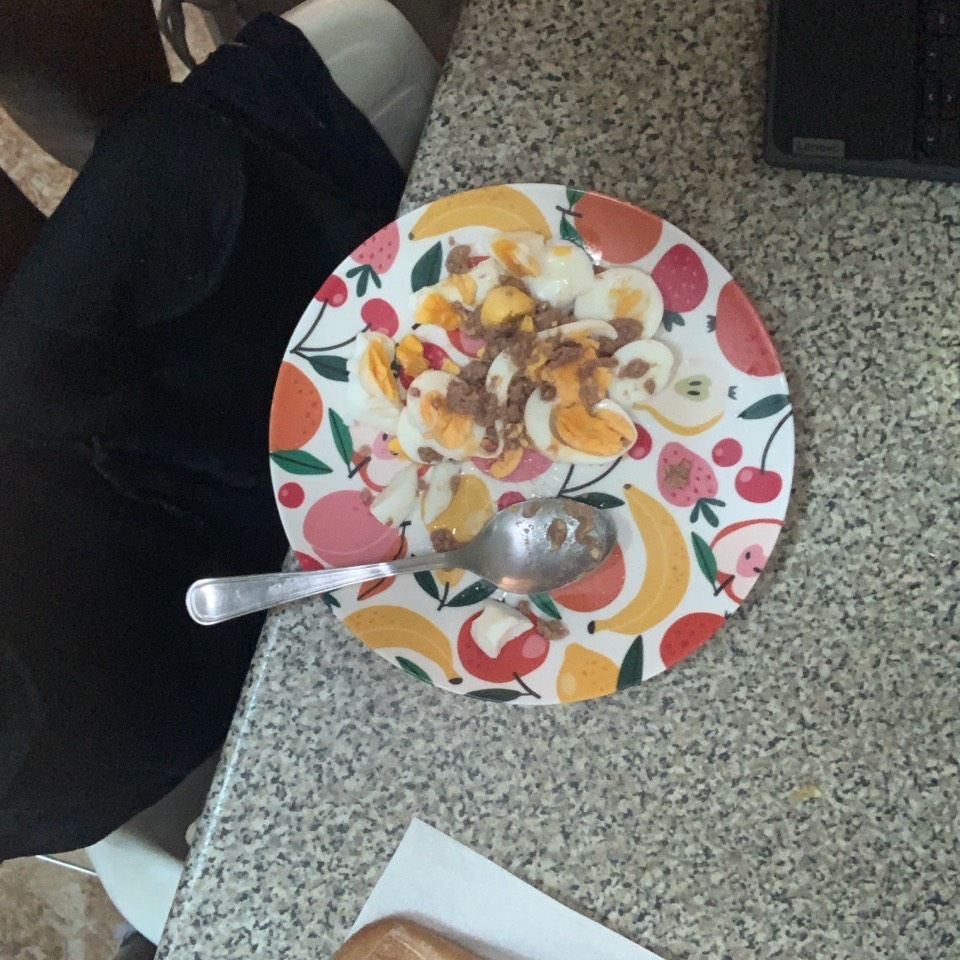 Huevos con atún,pan y avena Huevos con atún,pan y avena