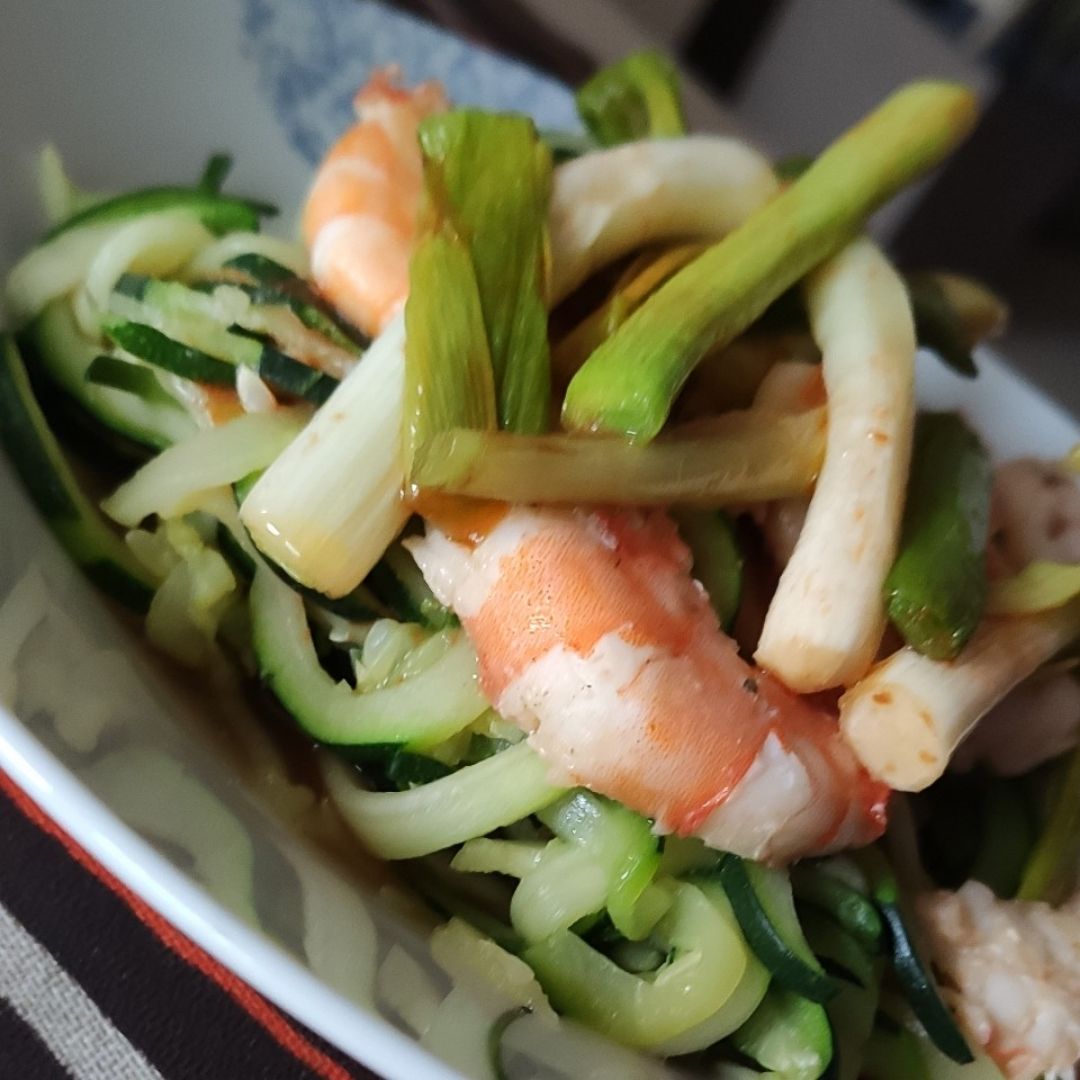 Calabacetis con gambas Calabacetis con gambas