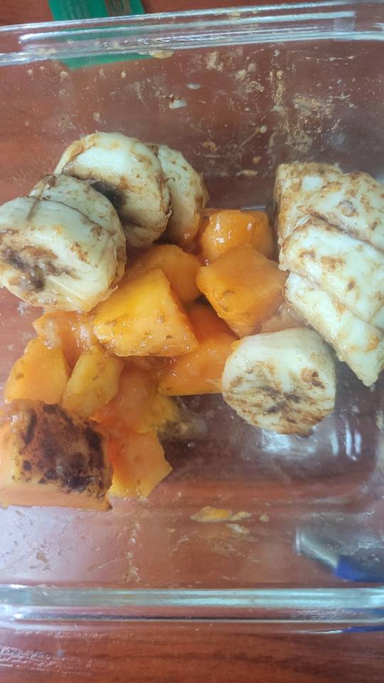 Papaya platano con canela Papaya platano con canela