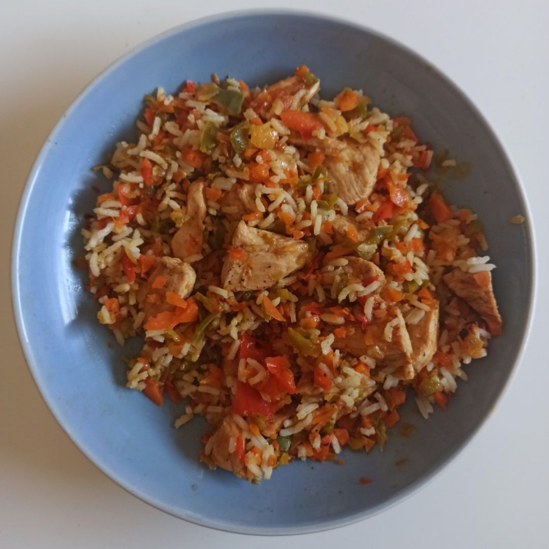 Pollo con verduras y arroz! ❤