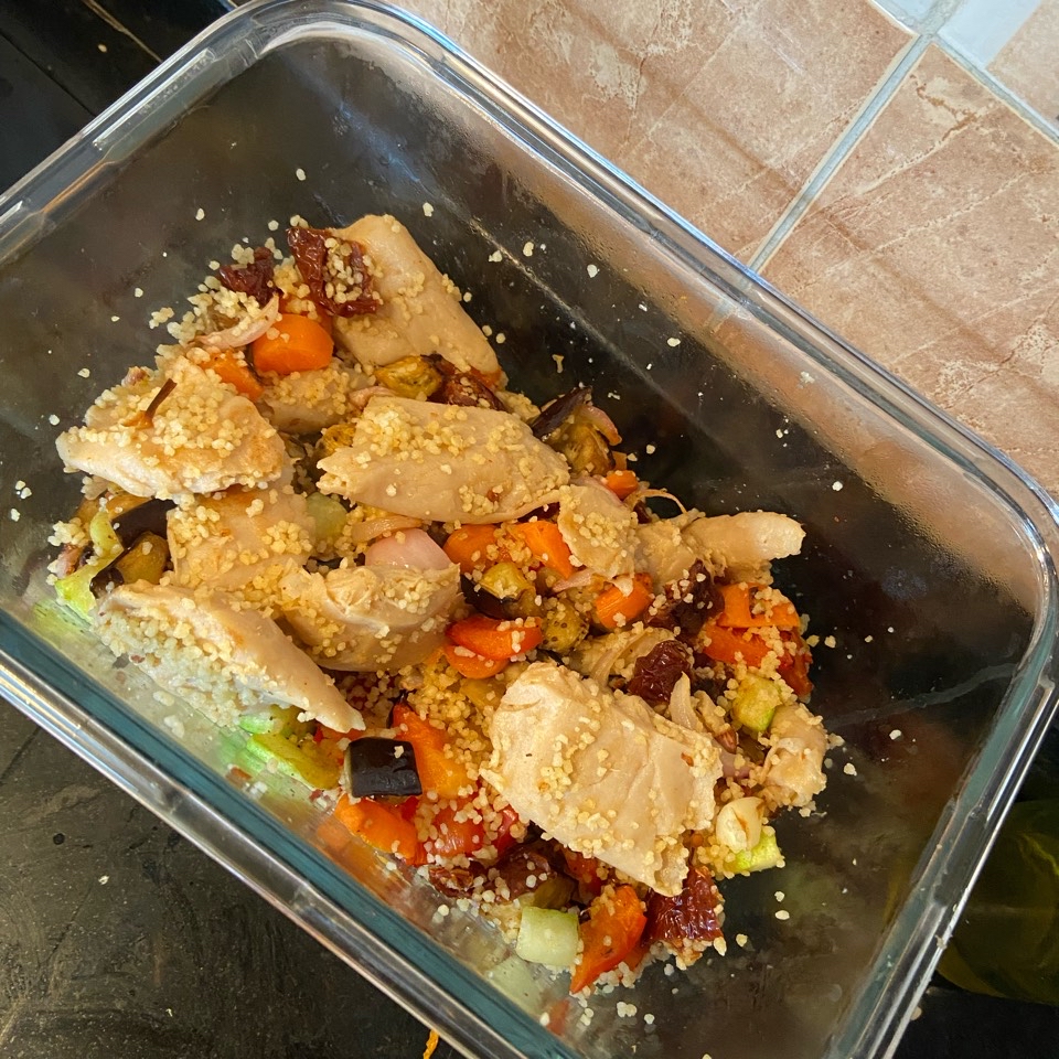 Couscous con verduras y heura Couscous con verduras y heura