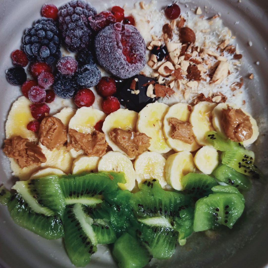 GACHAS DE AVENA CON FRUTAS Y FRUTOS SECOS Paso 1