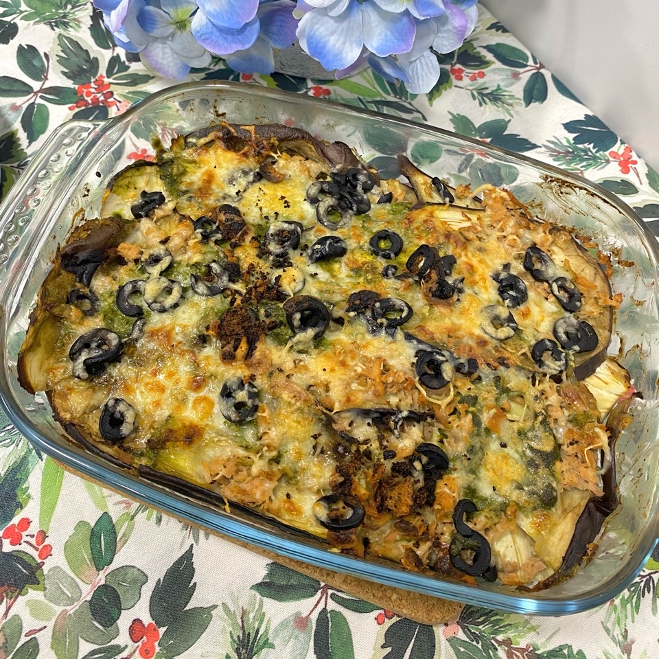 Berenjena con pesto y atún 🍆🌿 Berenjena con pesto y atún 🍆🌿