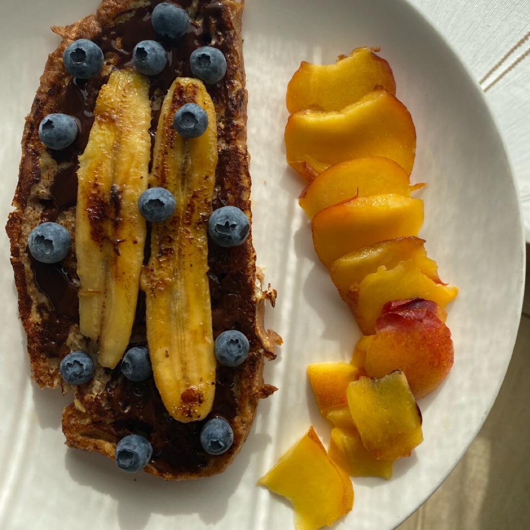 French toast con plátano a la plancha French toast con plátano a la plancha