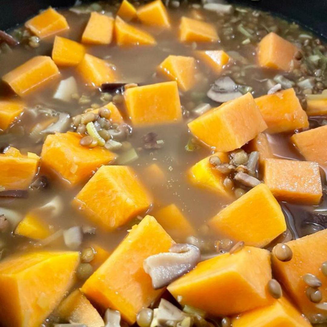 Lentejas de otoño con setas y calabaza Paso 3 Lentejas de otoño con setas y calabaza Paso 3