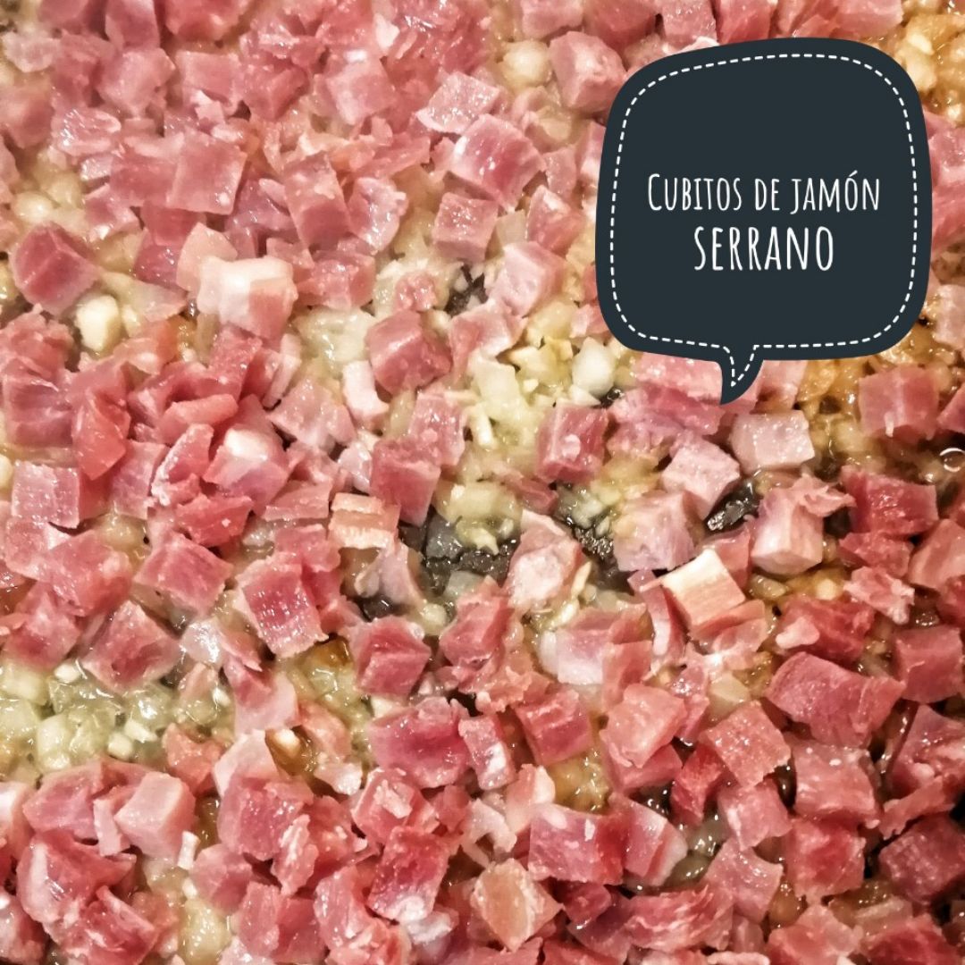 Guisantes con jamón y huevo Paso 1 Guisantes con jamón y huevo Paso 1