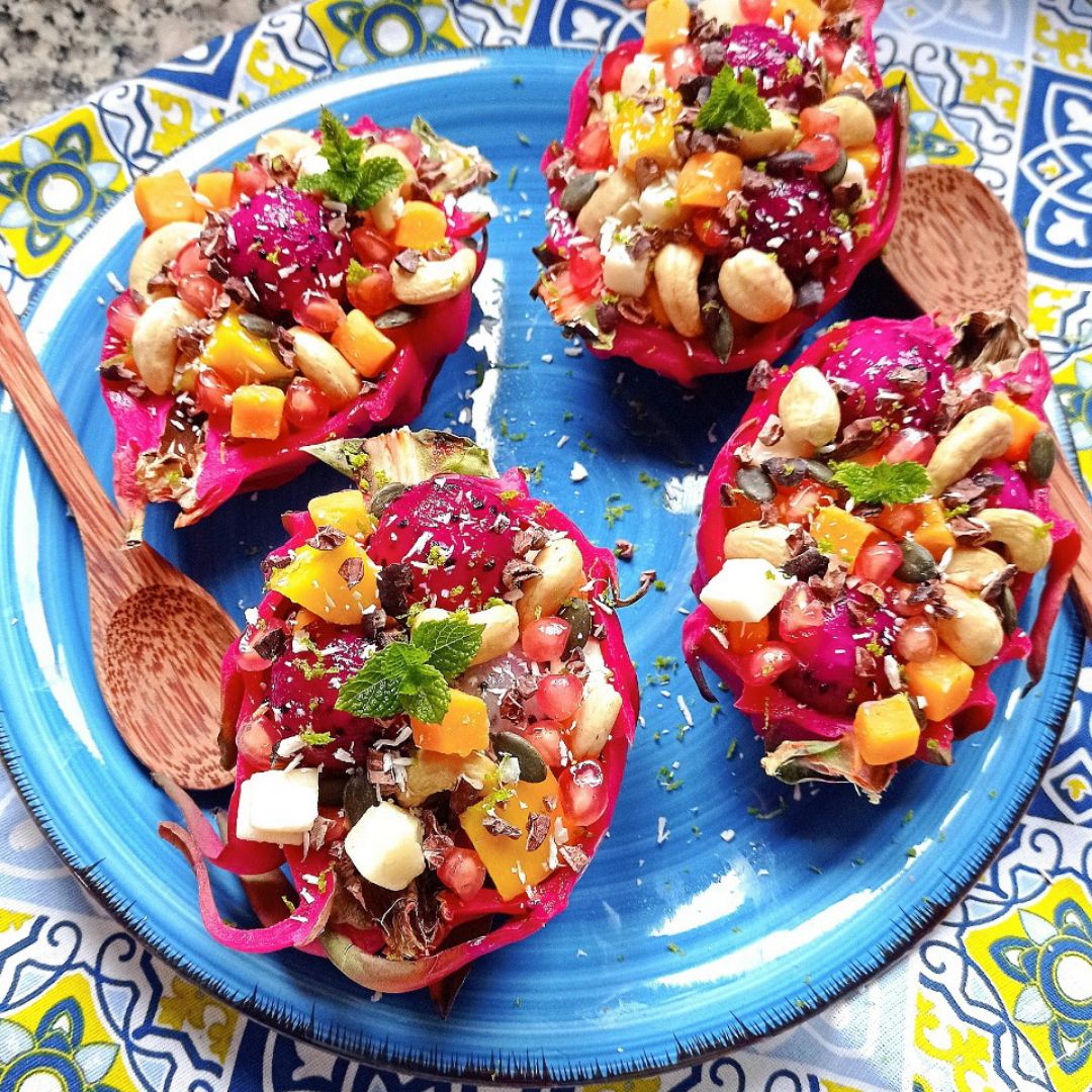 Pitahayas rellenas 🥭🧀🥜🌈 Pitahayas rellenas 🥭🧀🥜🌈