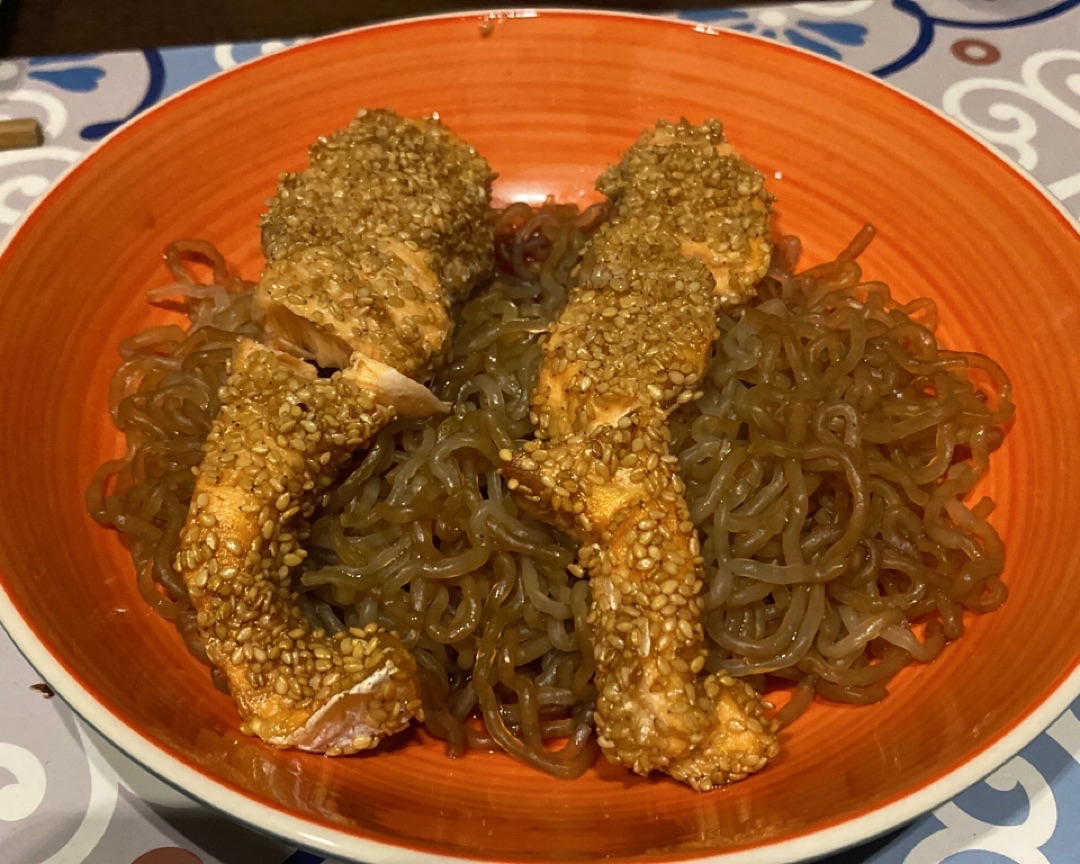 Salmón crujiente con konjac Salmón crujiente con konjac