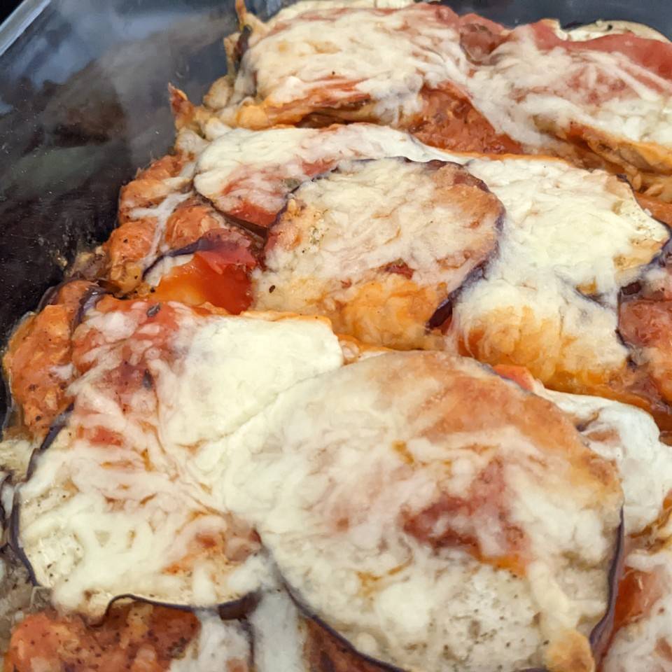 Berenjena a la parmesana con atún y patata