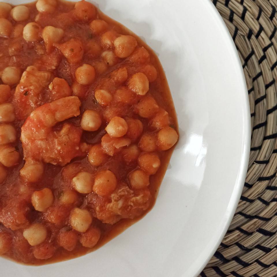 Garbanzos con langostinos Garbanzos con langostinos