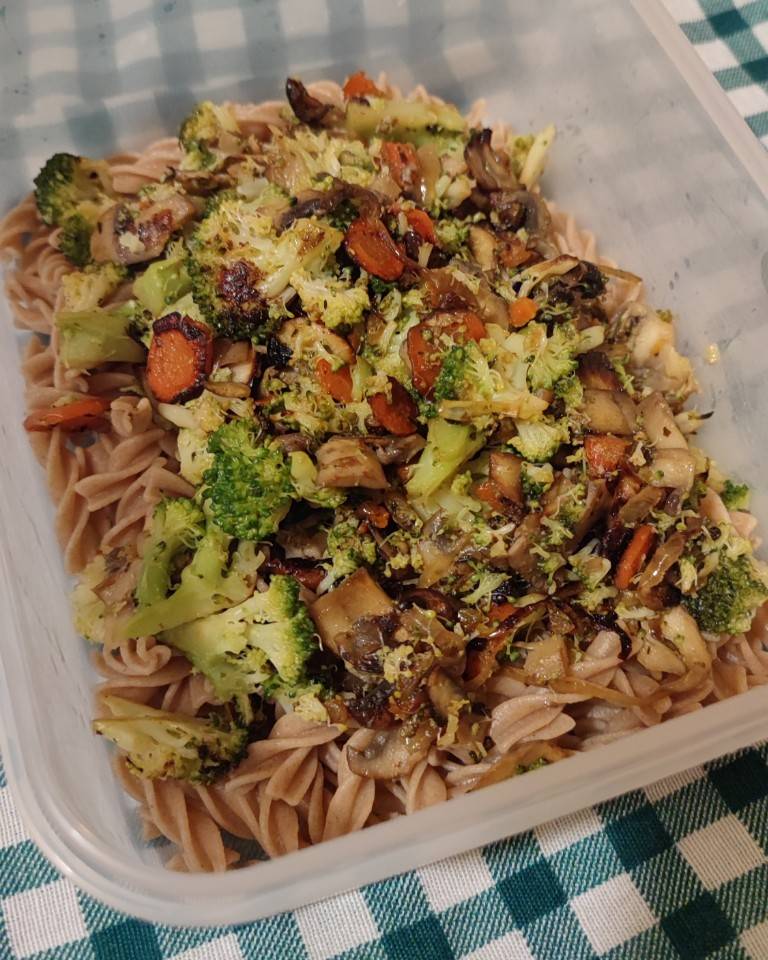 Pasta integral con verduras 