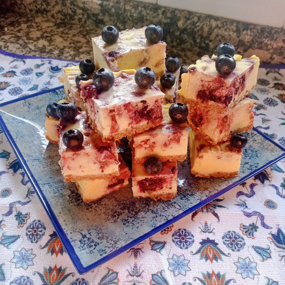 Barritas de cheesecake 🍰de arándanos 🫐