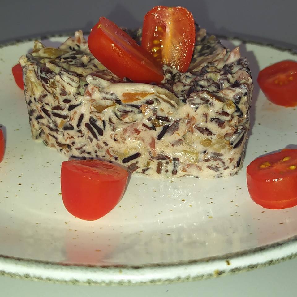 Risotto de arroz negro, jamón y setas 🍄