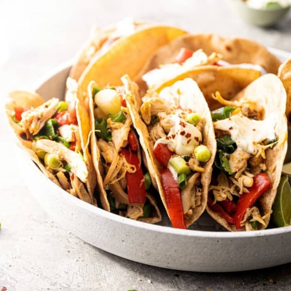 Fajitas integrales de pollo y verduras