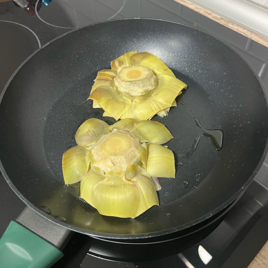 Flores de alcachofa con jamón Paso 4 Flores de alcachofa con jamón Paso 4