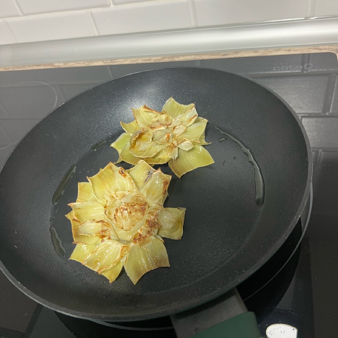 Flores de alcachofa con jamón Paso 5 Flores de alcachofa con jamón Paso 5