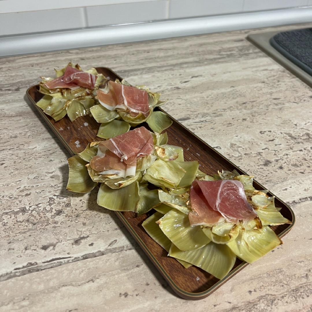 Flores de alcachofa con jamón Paso 6 Flores de alcachofa con jamón Paso 6