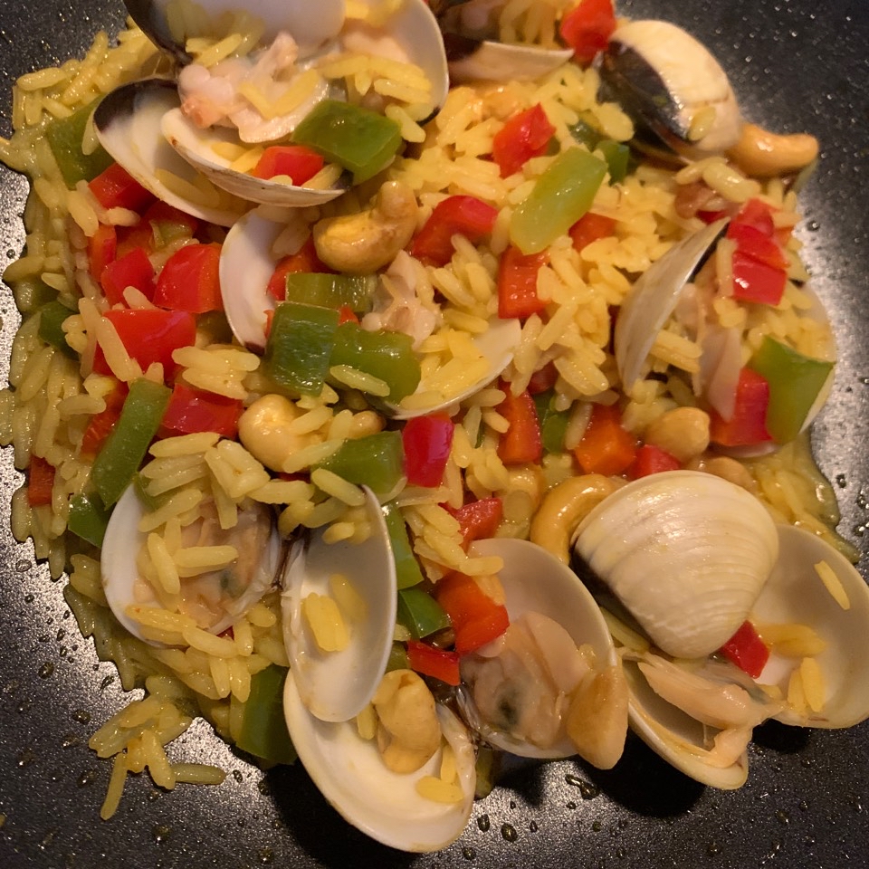Arroz con verduras y almejas Arroz con verduras y almejas
