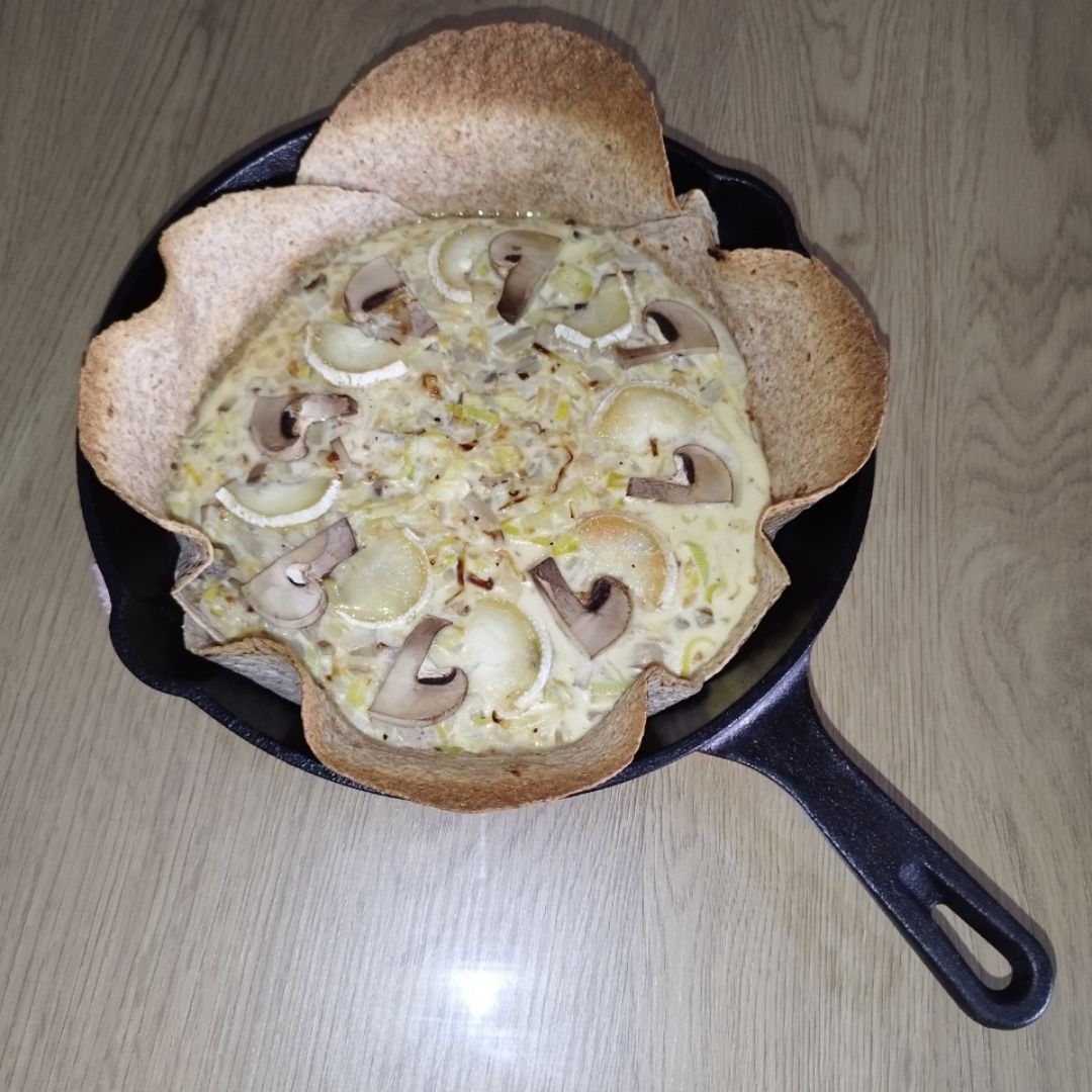 Quiche integral de puerro, cebolla, champiñones y rulo de cabra Paso 7 Quiche integral de puerro, cebolla, champiñones y rulo de cabra Paso 7