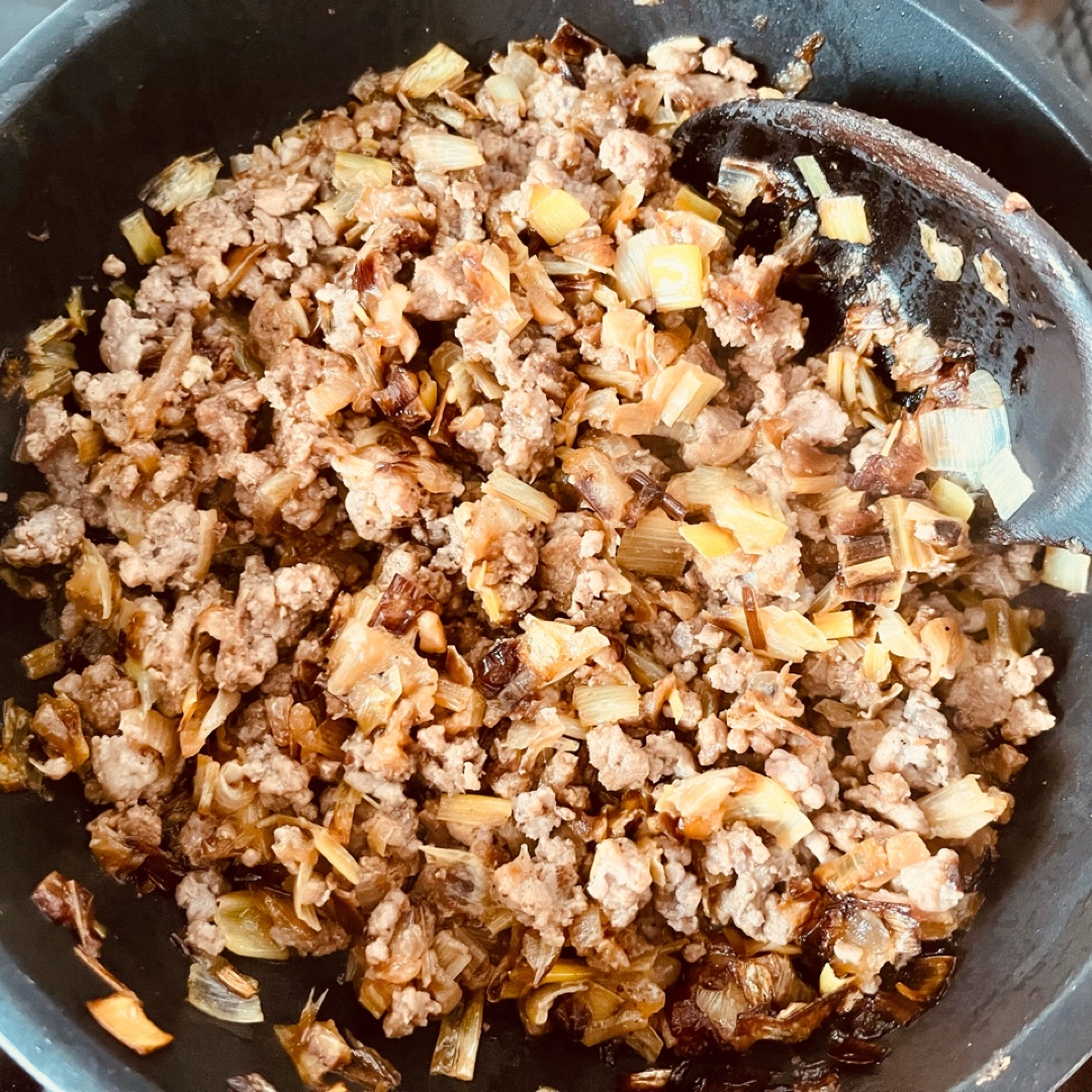 Espinacas con carne Paso 1