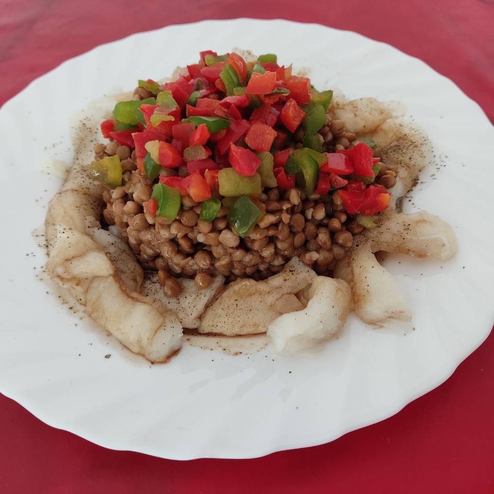 Ensalada de lentejas con bacalao Ensalada de lentejas con bacalao