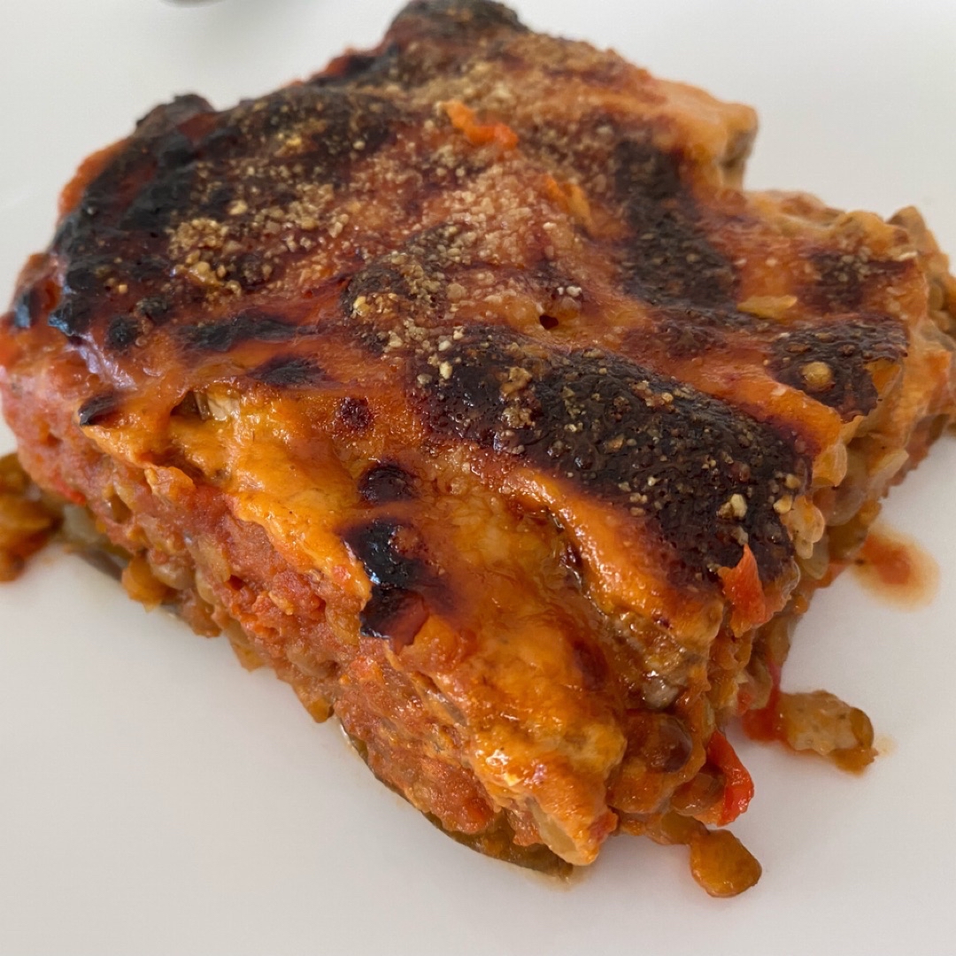 Moussaka de lentejas Moussaka de lentejas