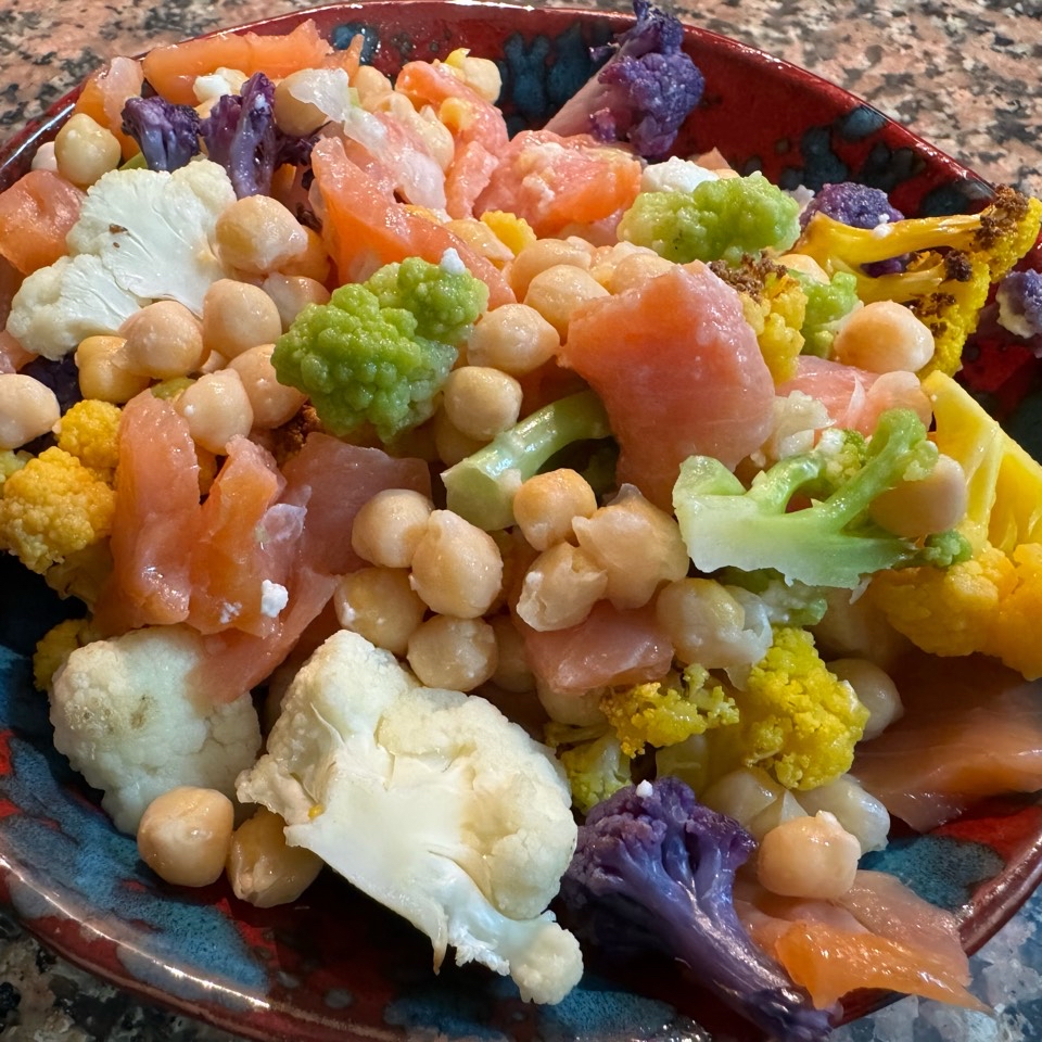 Garbanzos asados con coliflor (Air Cooker)